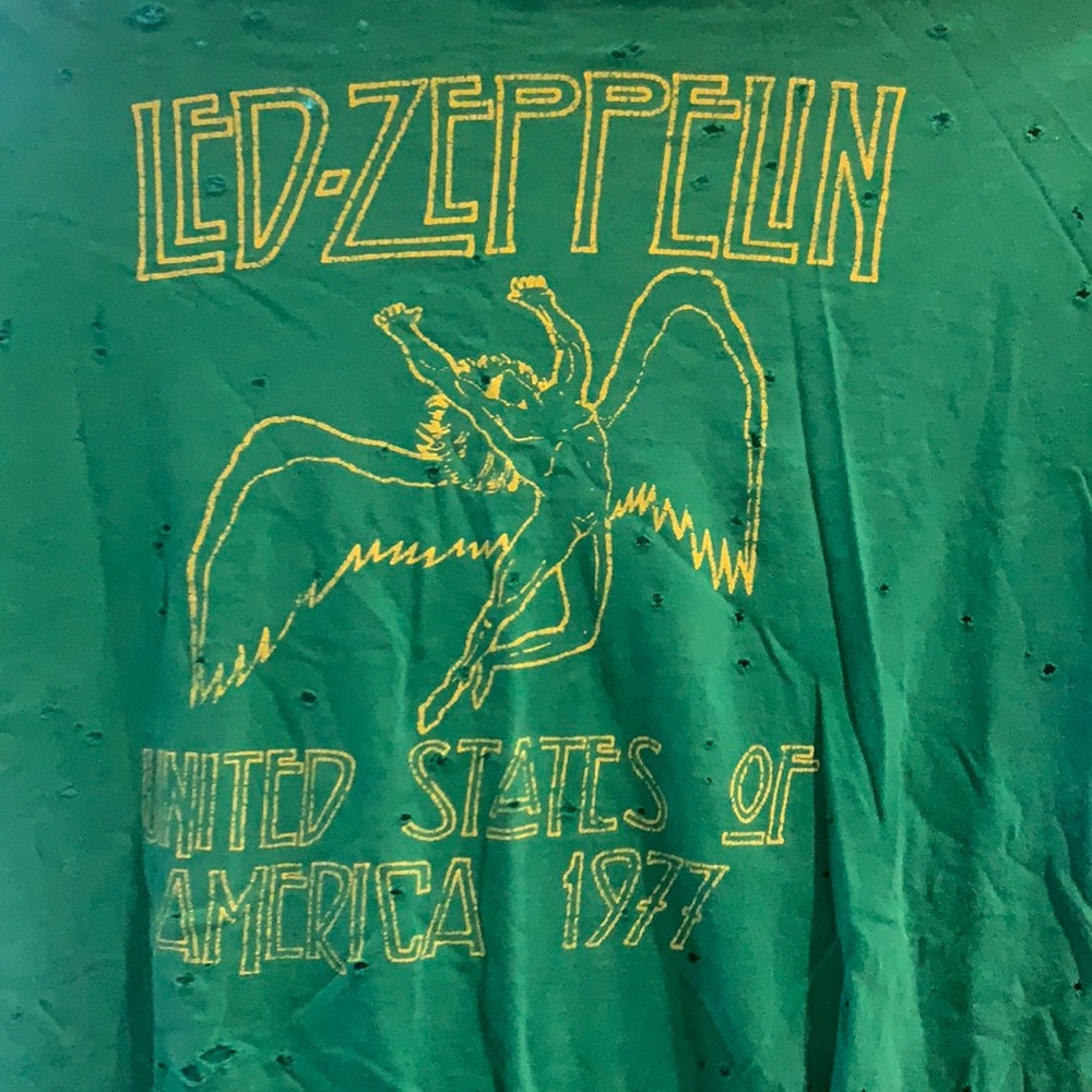 LF Green Led Zeppelin Graphic Tee with Yellow Print